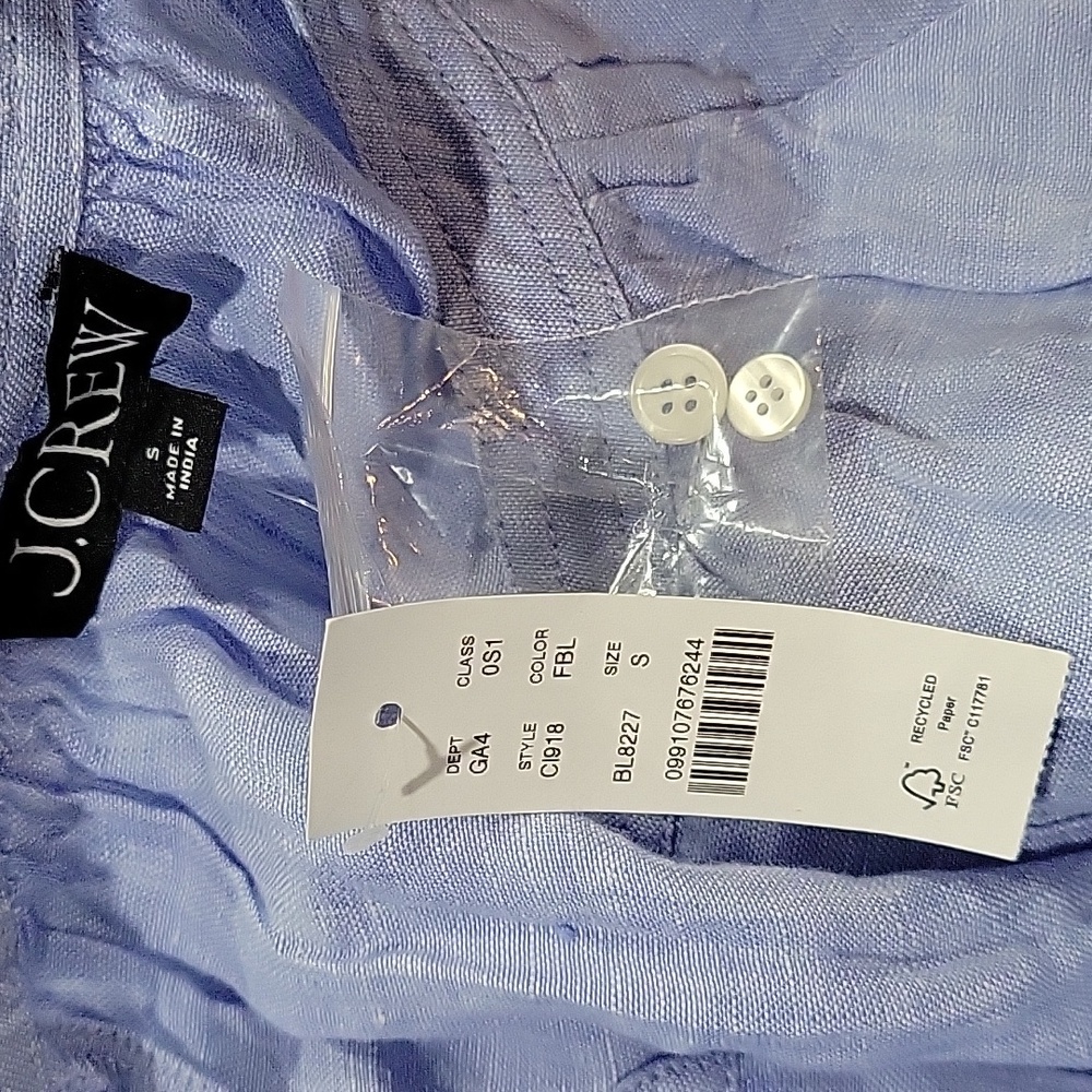 J Crew Cabana dress in linen CI918 Size S Vacation Resort Blue NWT - Picture 8 of 10